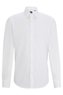 Hugo Boss Regular-fit Shirt In Easy-iron Cotton Poplin In White