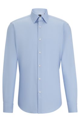 Hugo Boss Regular-fit Shirt In Easy-iron Cotton Poplin In Light Blue