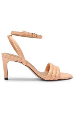 Strappy sandals in nappa leather with a 7cm heel, light pink
