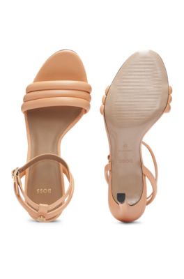 Strappy sandals in nappa leather with a 7cm heel, light pink
