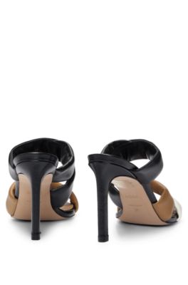 BOSS - Open-toe mules in nappa leather with padded straps