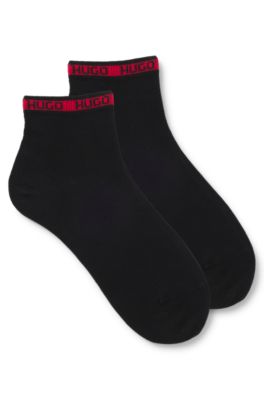 Two-pack of short-length socks with logo tape, Black