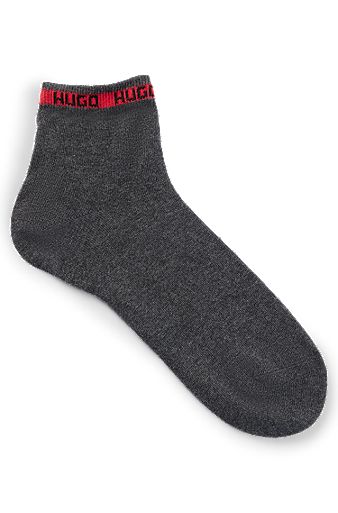 Two-pack of short-length socks with logo tape, Grey
