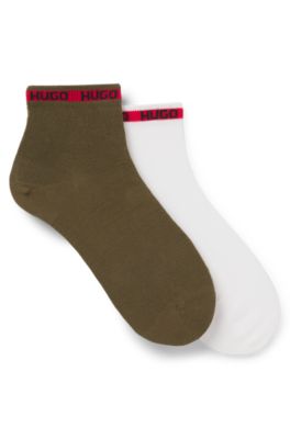 Two-pack of short-length socks with logo tape, Light Green