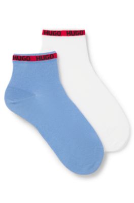 Paquete de dos pares de calcetines cortos con cinta con logo, Azul