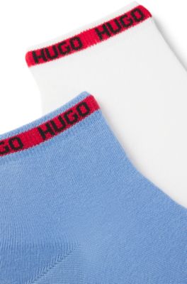 Paquete de dos pares de calcetines cortos con cinta con logo, Azul