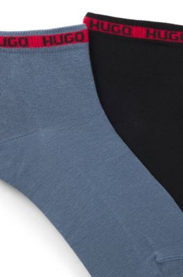 Paquete de dos pares de calcetines cortos con cinta con logo, Celeste