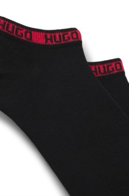 Two-pack of branded-cuff socks in an ankle length, Black