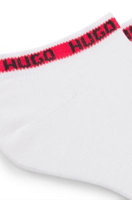Two-pack of branded-cuff socks in an ankle length, White