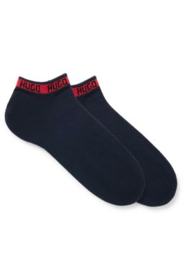 Paquete de dos pares de calcetines tobilleros con logos, Azul oscuro