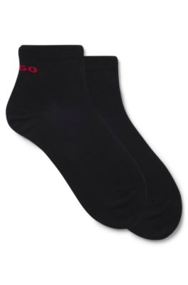 Lot de deux paires de chaussettes basses en coton m&eacute;lang&eacute;, Noir