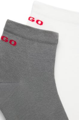 Lot de deux paires de chaussettes basses en coton m&eacute;lang&eacute;, Gris sombre