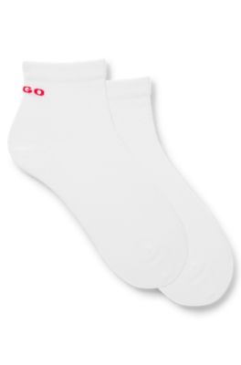 Lot de deux paires de chaussettes basses en coton m&eacute;lang&eacute;, Blanc