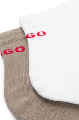 Two-pack of cotton-blend socks in a short length, Brown