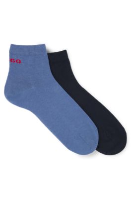Two-pack of cotton-blend socks in a short length, Light Blue
