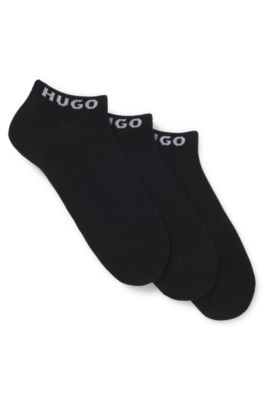 Three-pack of contrast-logo socks in an ankle length, Black