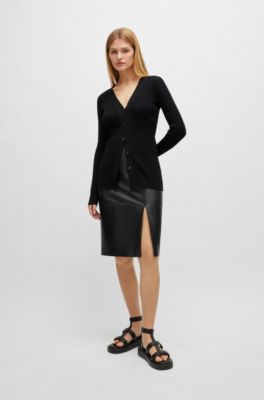 Platform leather sandals with branded buckle closure, Black