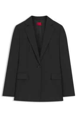 Veste Regular &agrave; revers crant&eacute;s, Noir