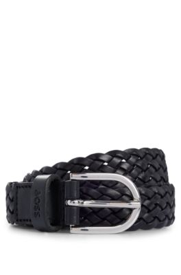 Scarlet braided leather belt, BOSS