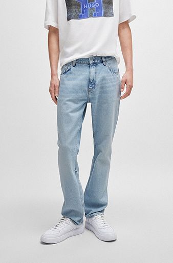 Slim-fit jeans in blue stretch denim, Turquoise