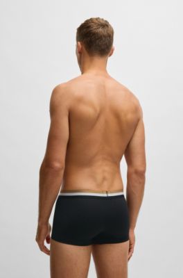 Three-pack of trunks in a moisture-wicking cotton blend, Black