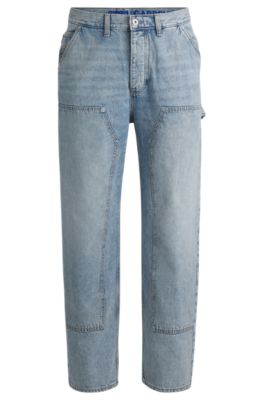Hugo Boss Baggy-fit Carpenter Jeans In Cotton Denim In Turquoise