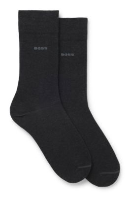 Two-pack dress socks in soft, compact cotton, Dark Grey