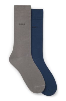 Lot de deux paires de chaussettes business en coton doux et compact, Gris chin&eacute;