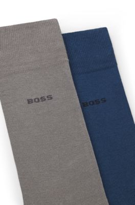 Lot de deux paires de chaussettes business en coton doux et compact, Gris chin&eacute;
