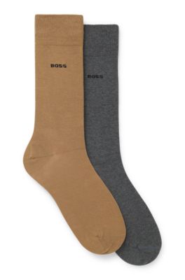 Lot de deux paires de chaussettes business en coton doux et compact, Beige