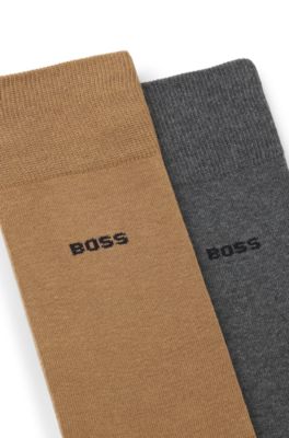 Lot de deux paires de chaussettes business en coton doux et compact, Beige