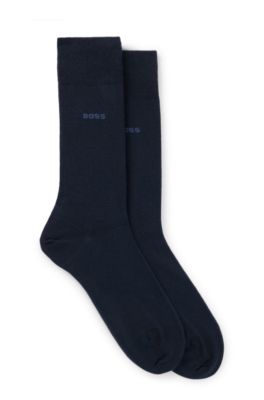 Two-pack dress socks in soft, compact cotton, Dark Blue