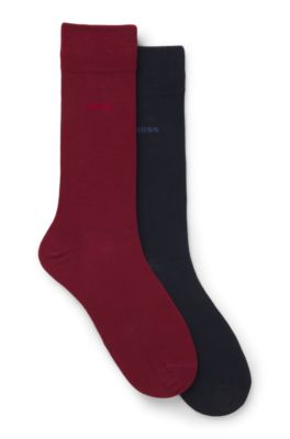 Lot de deux paires de chaussettes business en coton doux et compact, Rouge