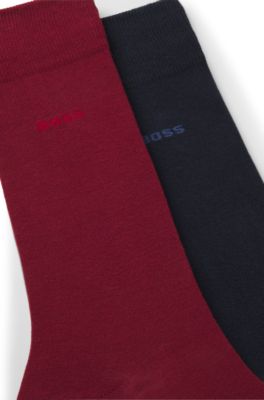 Lot de deux paires de chaussettes business en coton doux et compact, Rouge