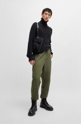 Water-repellent trousers with adjustable hems, Khaki