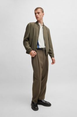 HUGO - Short-sleeved knit polo in cotton with block stripes 