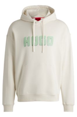 Hugo Boss Logo-print Hoodie In French-terry Cotton In White