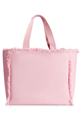 Logo tote bag with fringe detailing, Pink