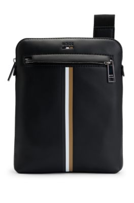 HUGO BOSS FAUX-LEATHER ENVELOPE BAG WITH SIGNATURE STRIPE