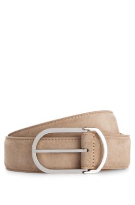 Suede belt with hardware keeper in gift box, Beige