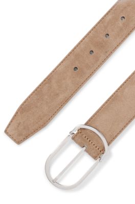 Suede belt with hardware keeper in gift box, Beige