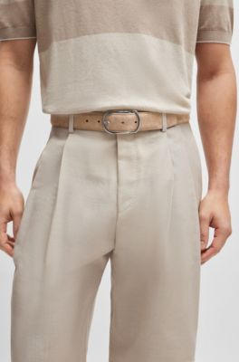 Suede belt with hardware keeper in gift box, Beige