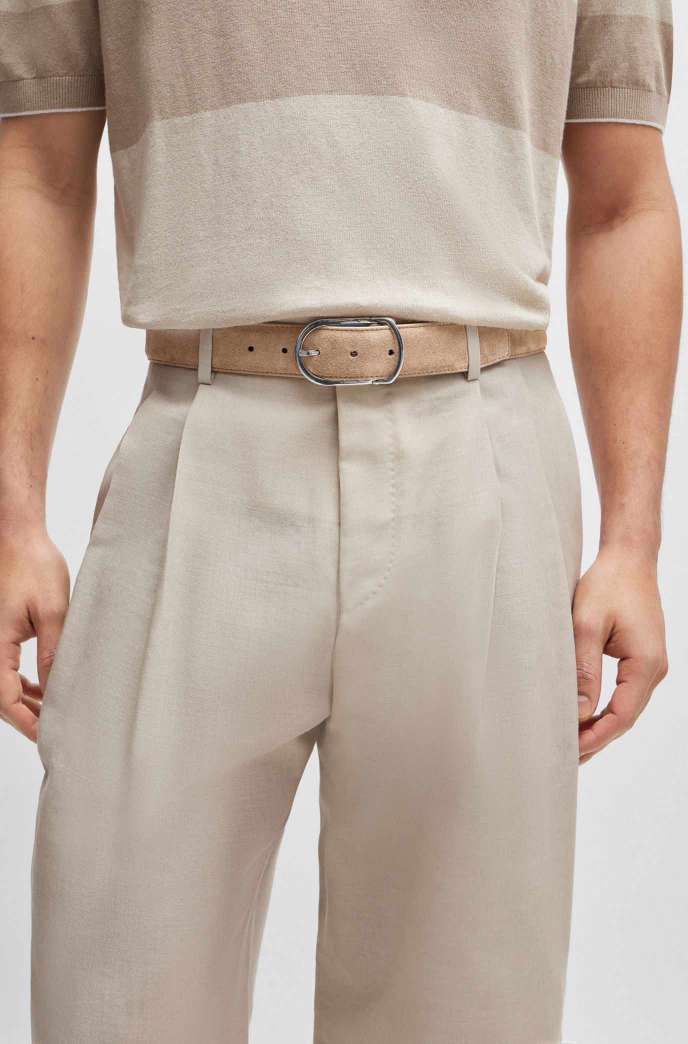 BOSS - Suede belt with hardware keeper in gift box