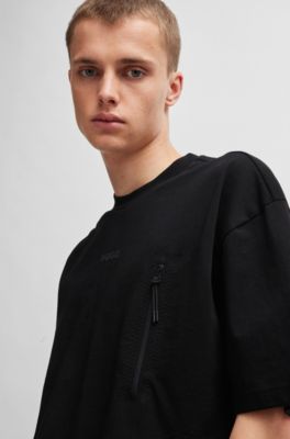 Cotton-jersey oversize-fit T-shirt with logo print, Black