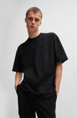 Cotton-jersey oversize-fit T-shirt with logo print, Black