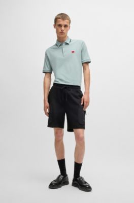 Cotton-terry relaxed-fit shorts with logo print, Black