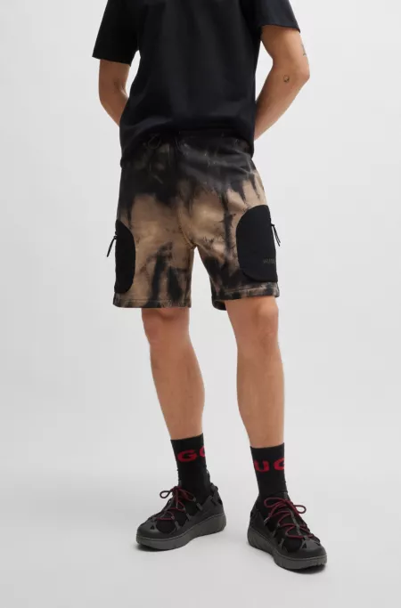 Cotton-terry relaxed-fit shorts with logo print