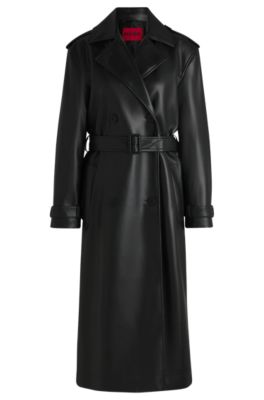 HUGO Gabardina oversize fit de piel sintetica Negro