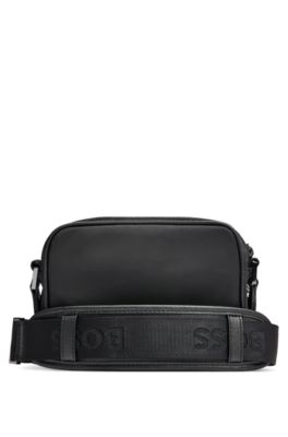 Bolso cruzado de sarga con monograma Double&nbsp;B, Negro