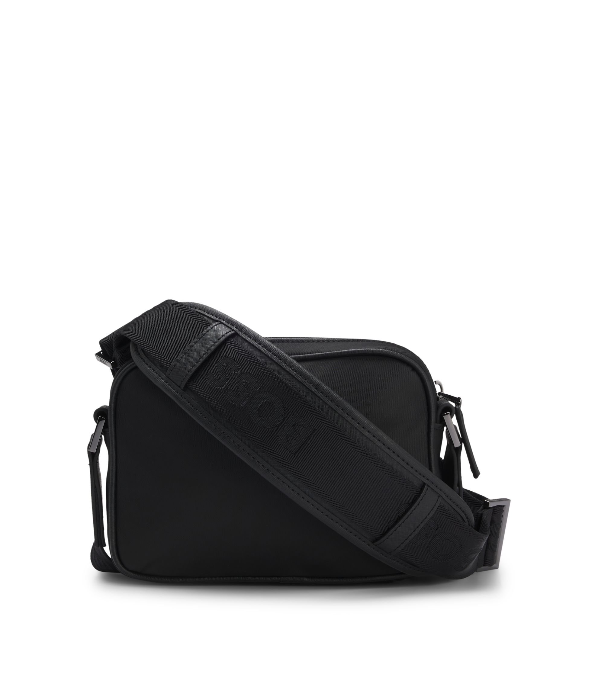 BOSS - Twill crossbody bag with Double B monogram - Black